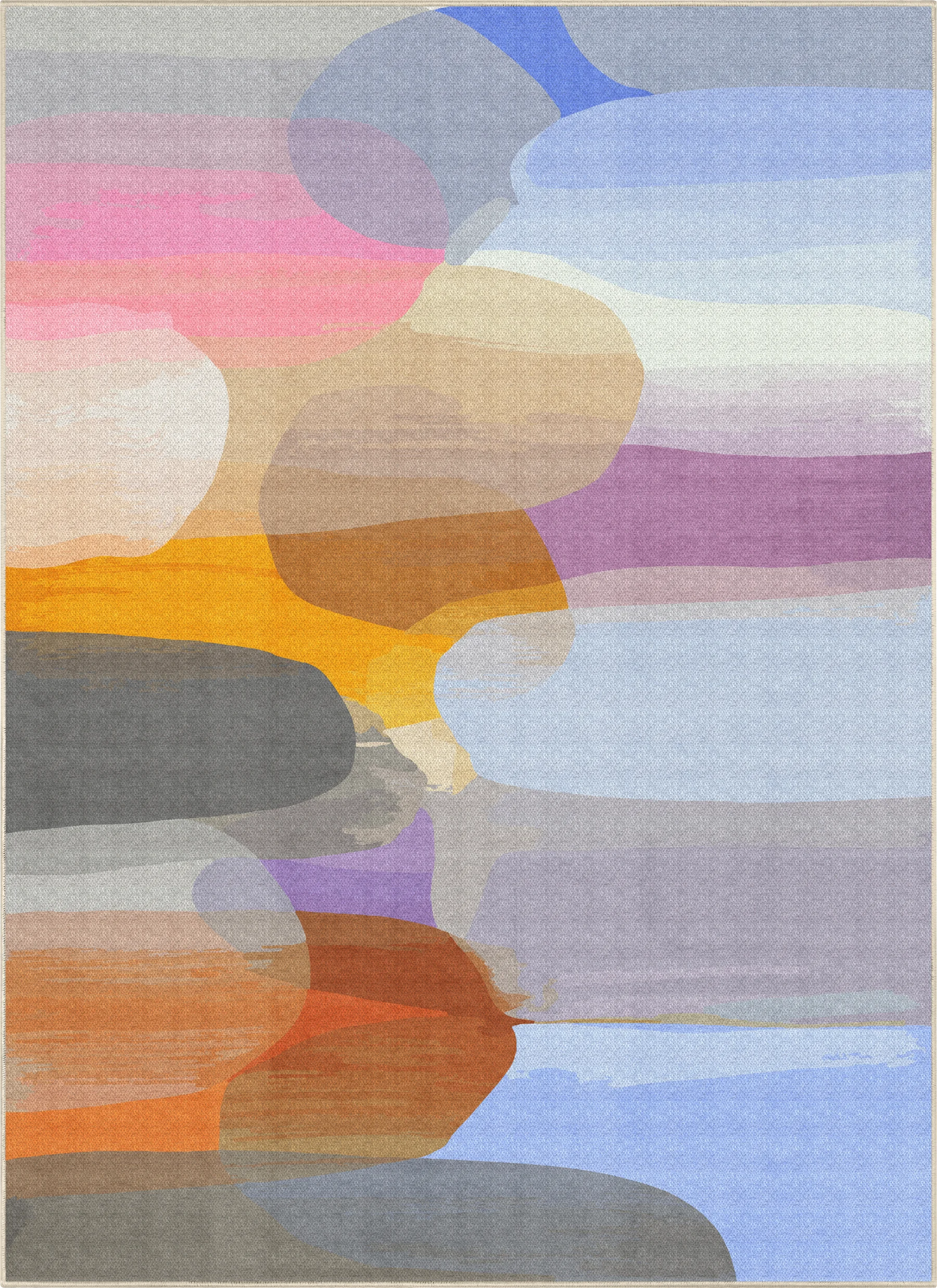 When the Sun Sets low-pile area rug by Claire Desjardins, overhead view.